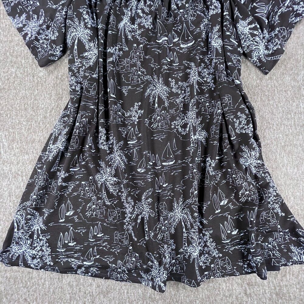 LC Lauren Conrad Toile Sailboat Palm Tree Dress XXL Coastal Resort Beach Summer - Picture 15 of 15